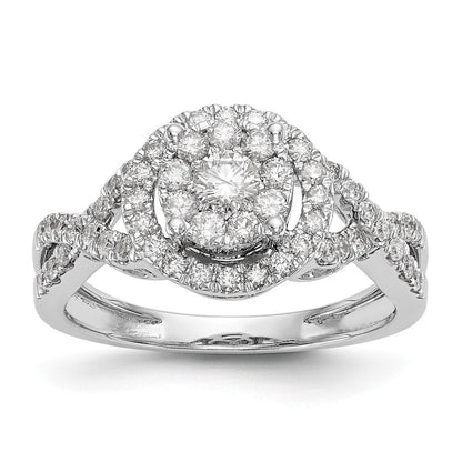 14K Weißgold Heiligenschein Cluster 3/4 Karat Diamant Komplett Verlobungsring