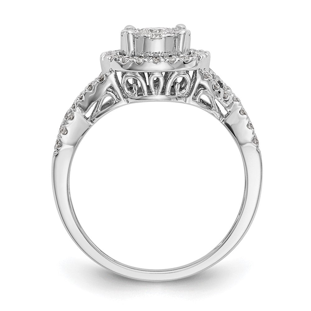 14K Weißgold Verlobungsring mit Diamant-Cluster