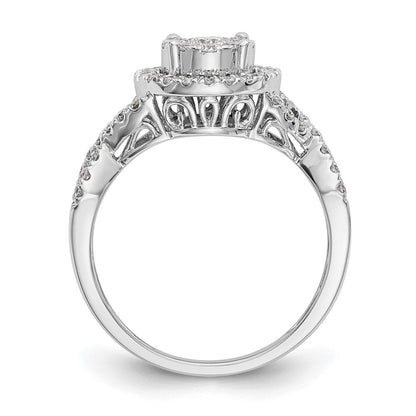 14K Weißgold Verlobungsring mit Diamant-Cluster