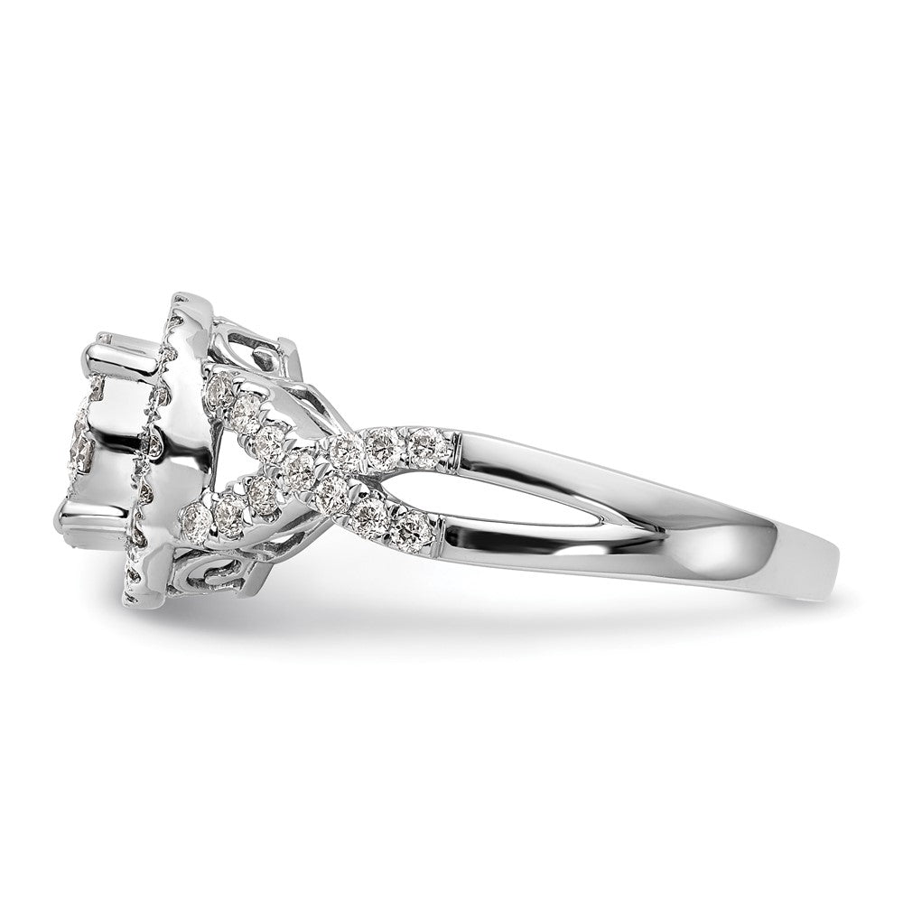 14K Weißgold Verlobungsring mit Diamant-Cluster