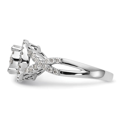 14K Weißgold Verlobungsring mit Diamant-Cluster