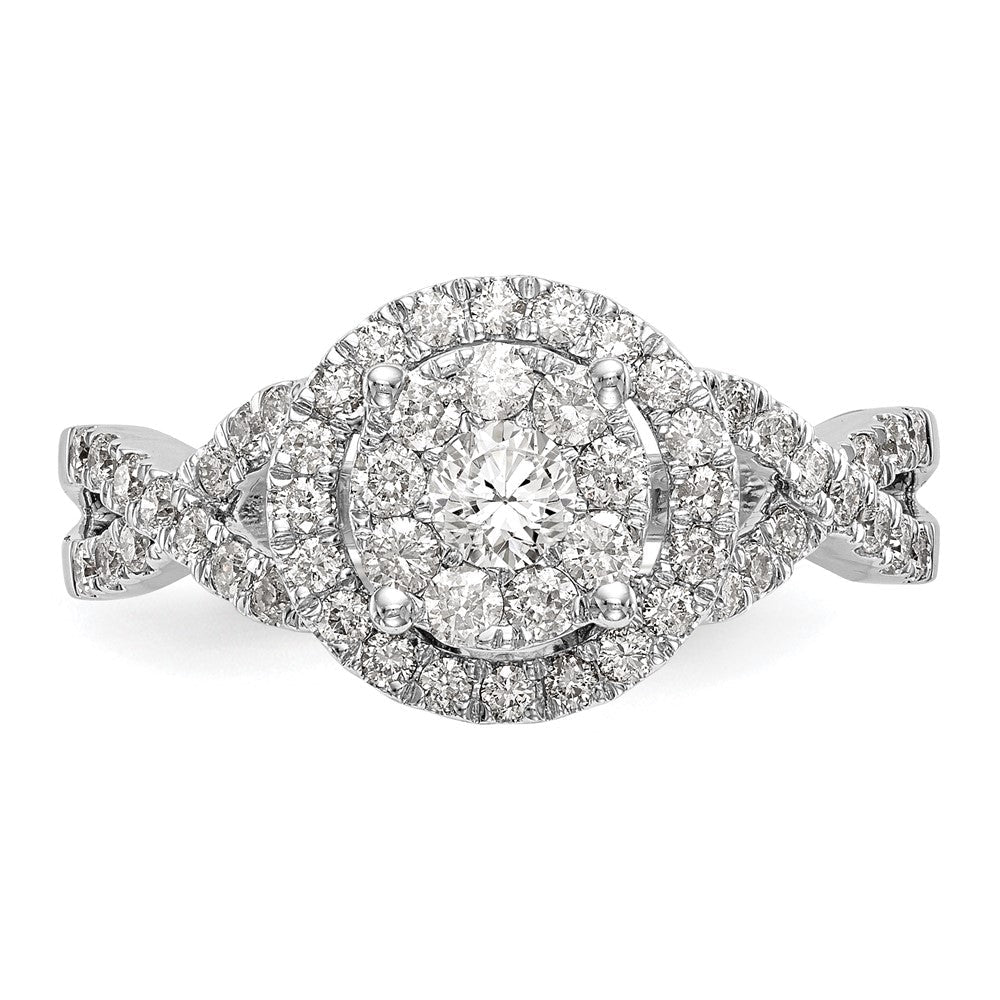 14K Weißgold Verlobungsring mit Diamant-Cluster
