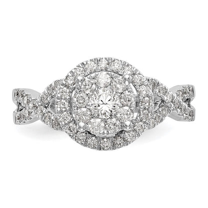 14K Weißgold Verlobungsring mit Diamant-Cluster
