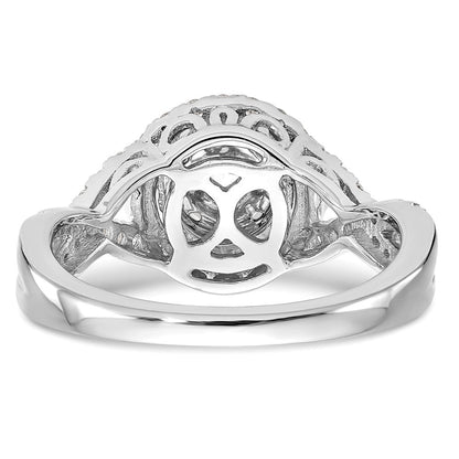 14K Weißgold Verlobungsring mit Diamant-Cluster