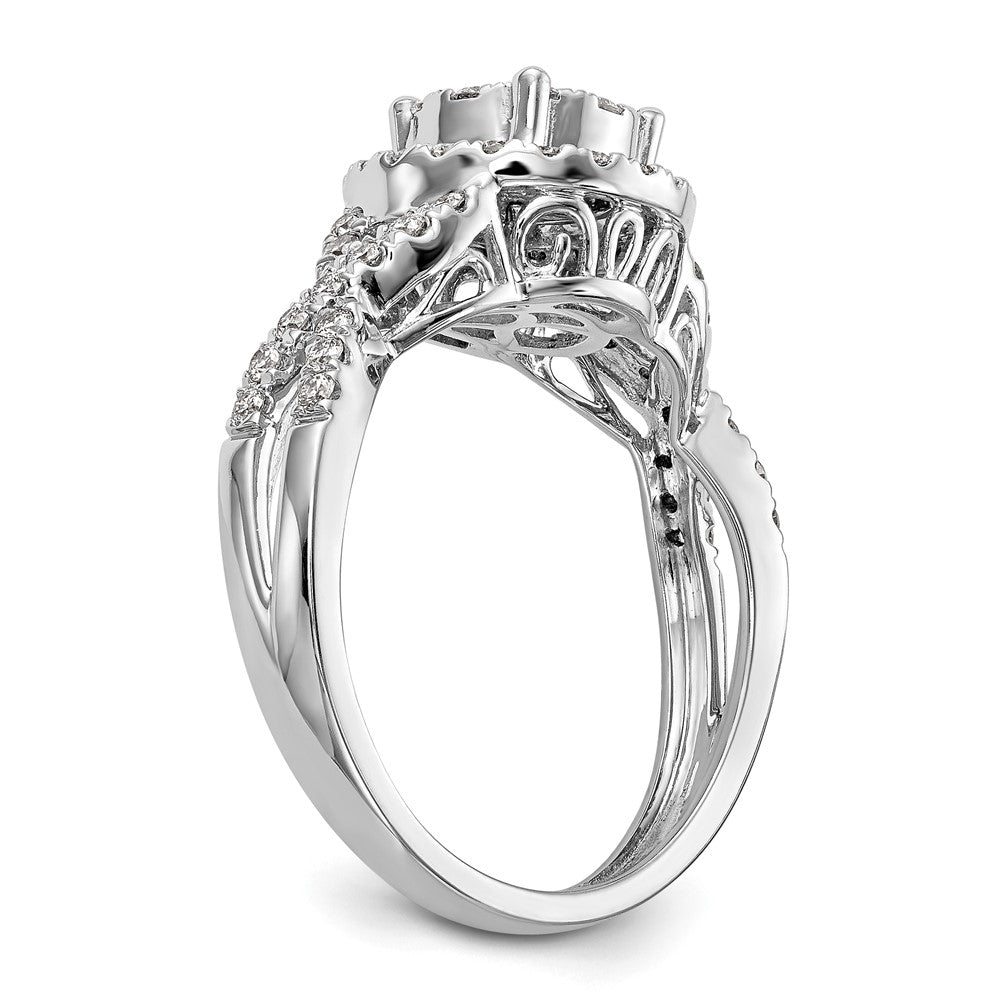 14K Weißgold Verlobungsring mit Diamant-Cluster