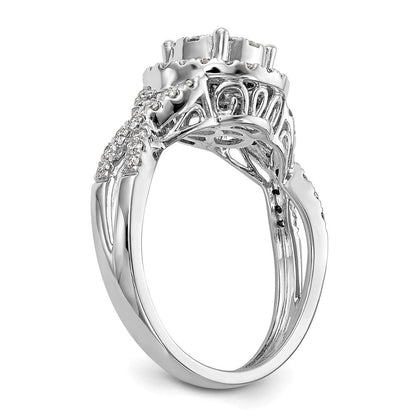 14K Weißgold Verlobungsring mit Diamant-Cluster