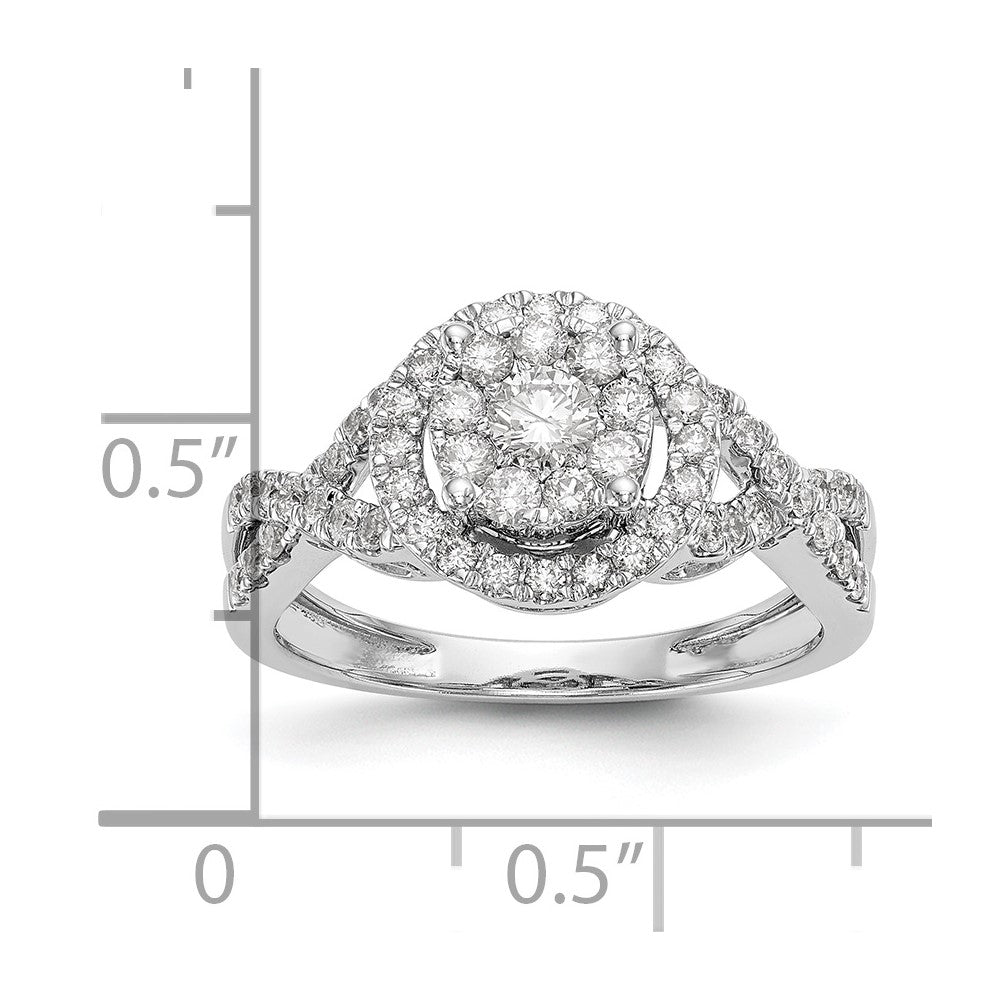 14K Weißgold Verlobungsring mit Diamant-Cluster