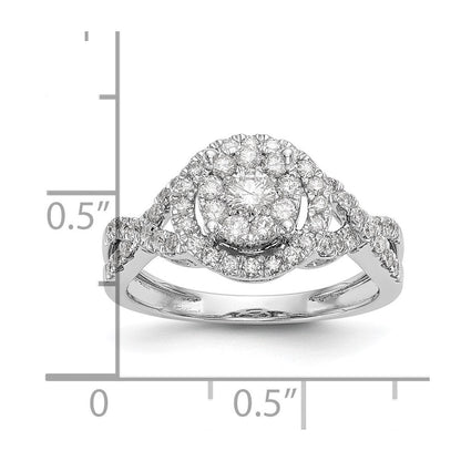 14K Weißgold Verlobungsring mit Diamant-Cluster