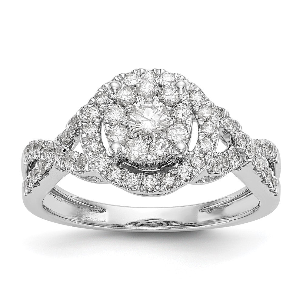 14K Weißgold Verlobungsring mit Diamant-Cluster