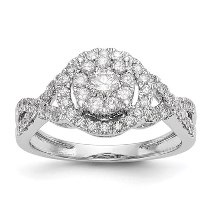 14K Weißgold Verlobungsring mit Diamant-Cluster