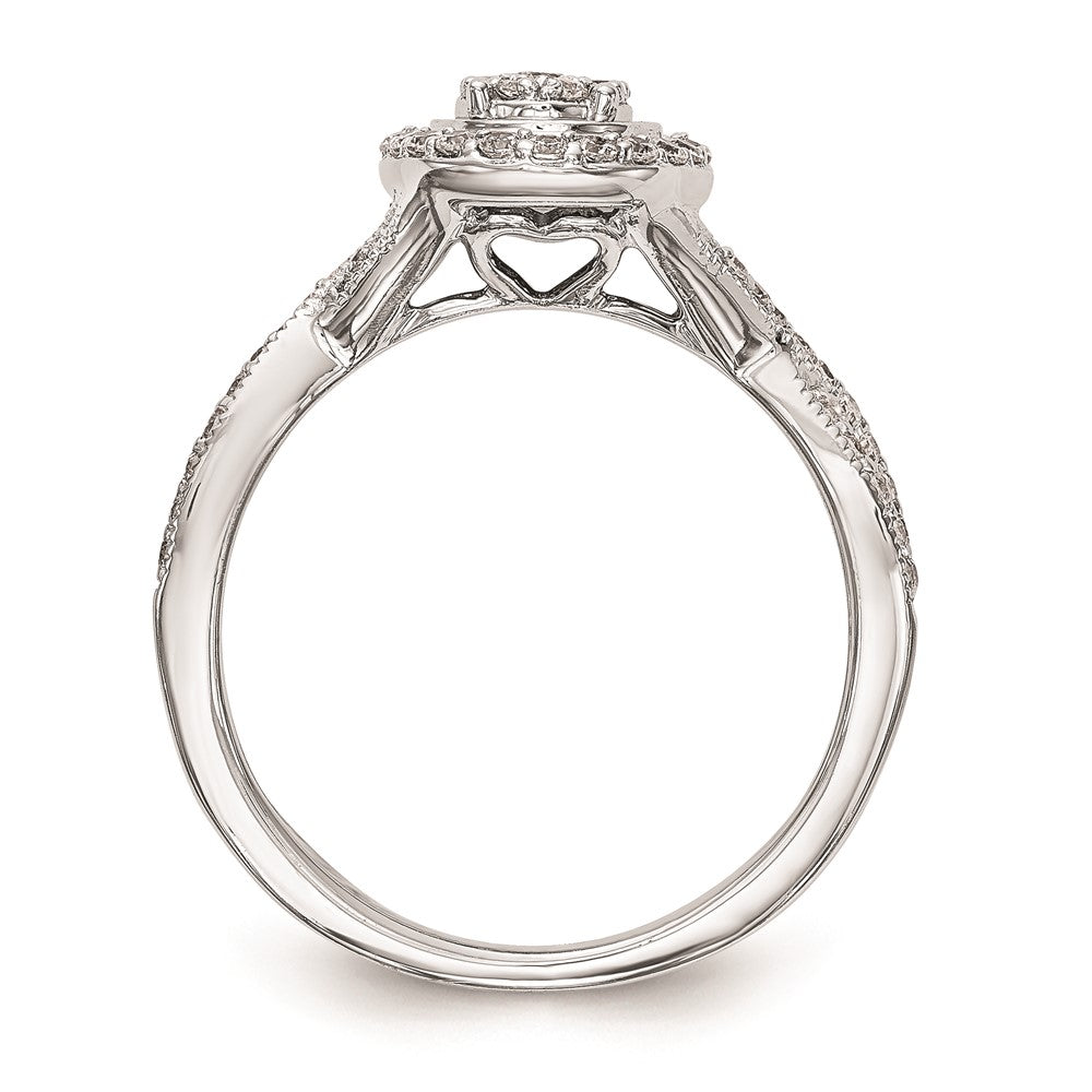 14K Weißgold Verlobungsring mit echtem Diamant-Cluster, komplett besetzt