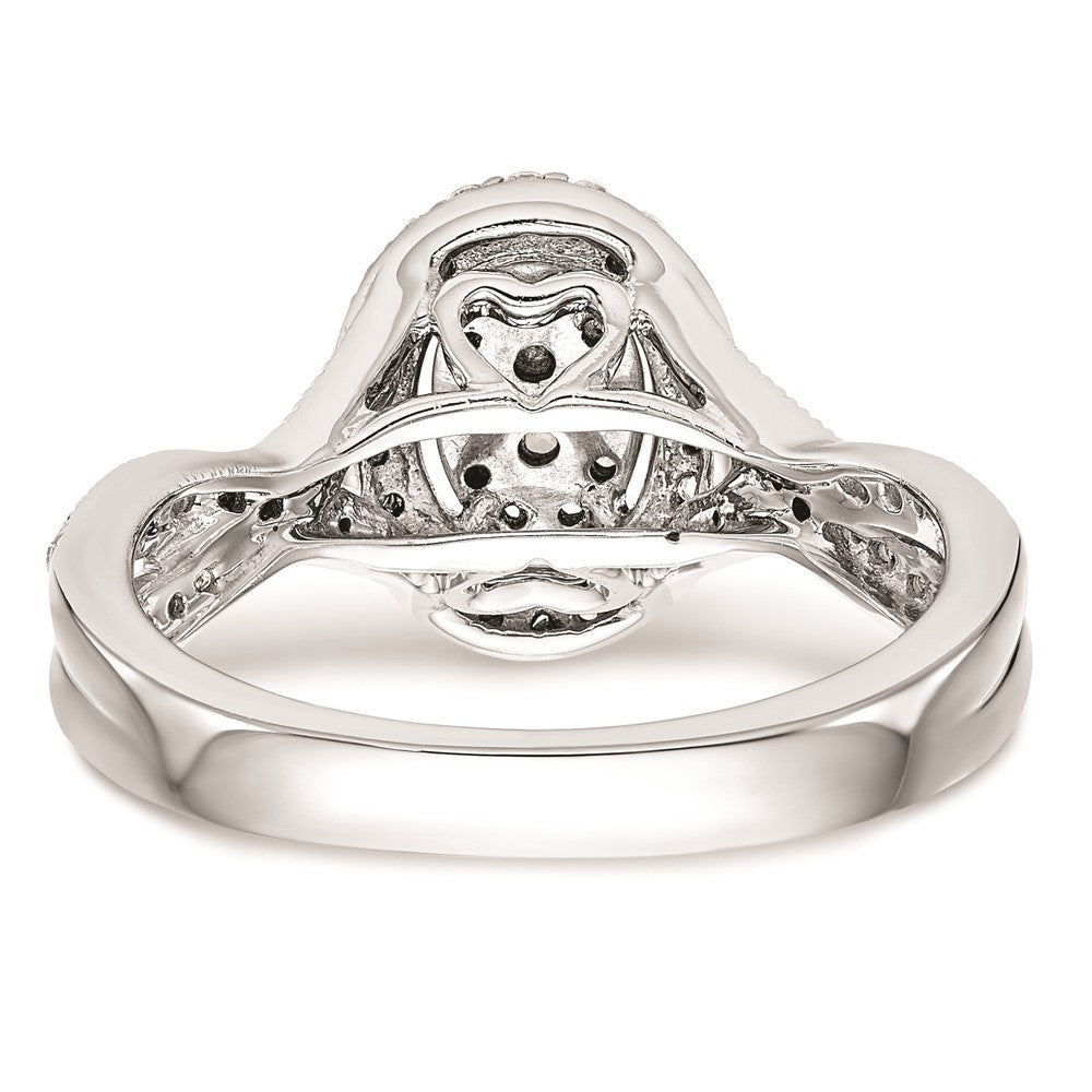 14K Weißgold Verlobungsring mit echtem Diamant-Cluster, komplett besetzt