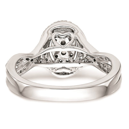 14K Weißgold Verlobungsring mit echtem Diamant-Cluster, komplett besetzt