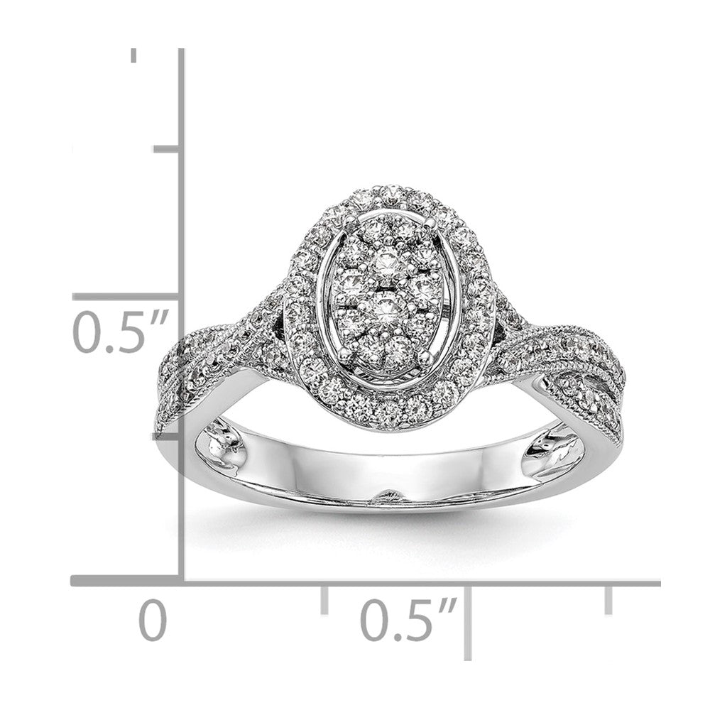 14K Weißgold Verlobungsring mit echtem Diamant-Cluster, komplett besetzt