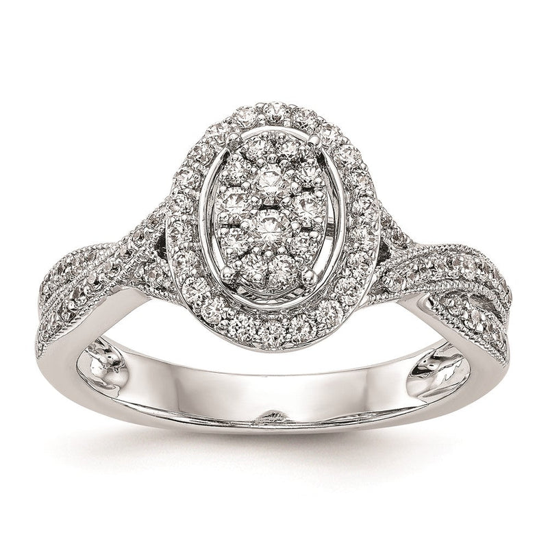14K Weißgold Verlobungsring mit natürlichem Diamant-Cluster, komplett besetzt