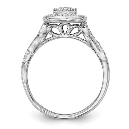 14K Weißgold Komplett Diamant Cluster Verlobungsring