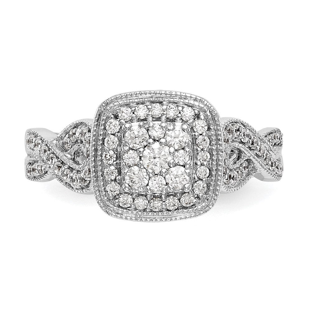 14K Weißgold Komplett Diamant Cluster Verlobungsring
