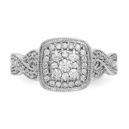 14K Weißgold Komplett Diamant Cluster Verlobungsring