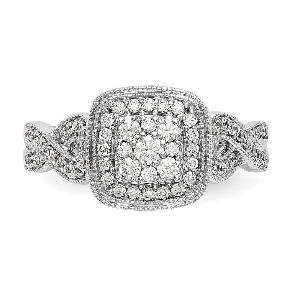 Verlobungsring aus 14K Weißgold mit Diamant-Cluster, komplett besetzt, echte Diamanten