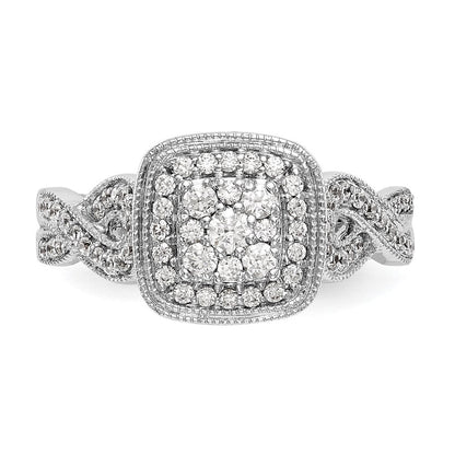 Verlobungsring aus 14K Weißgold mit Diamant-Cluster, komplett besetzt, echte Diamanten