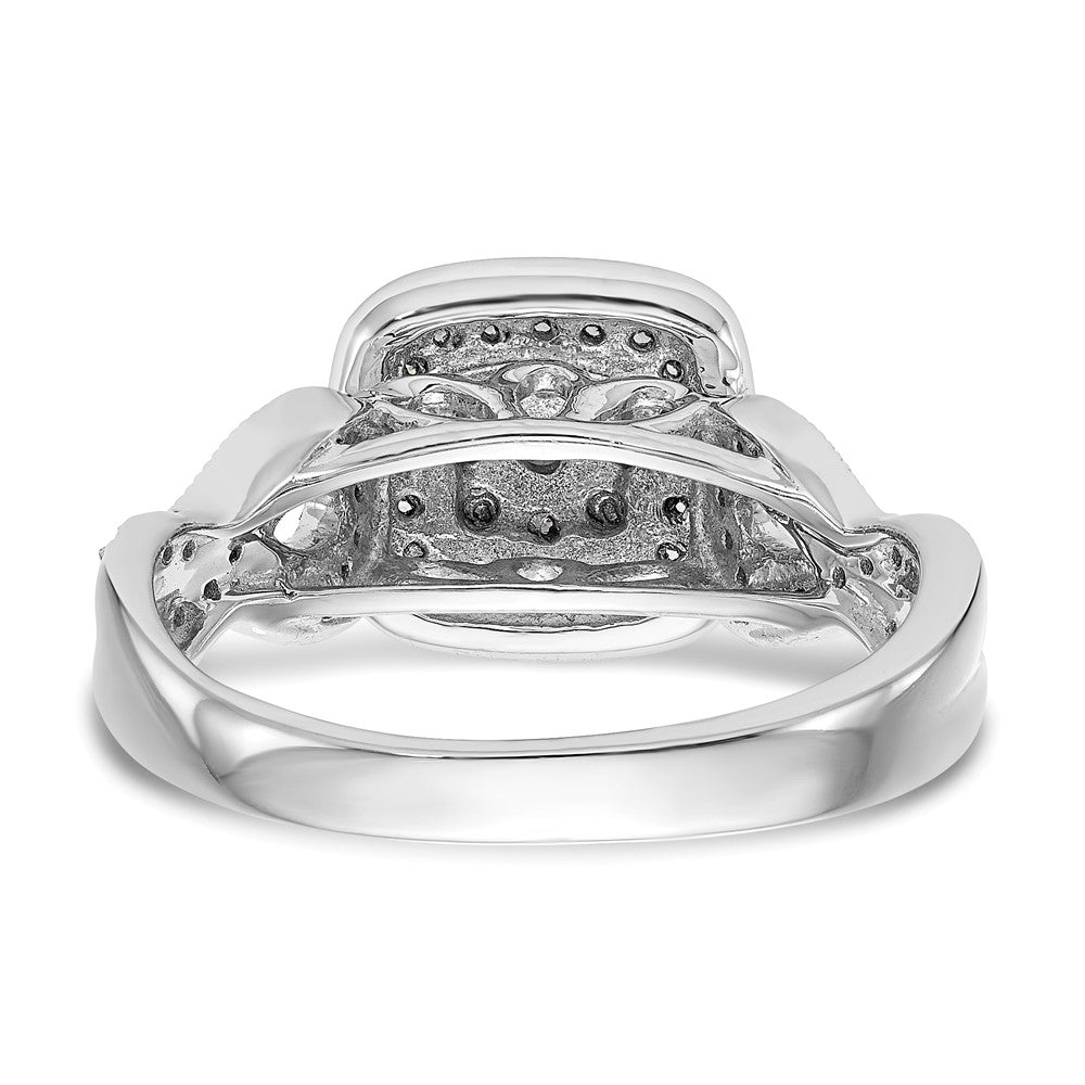 14K Weißgold Komplett Diamant Cluster Verlobungsring