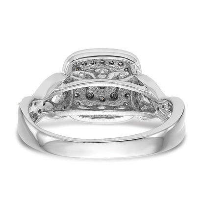 14K Weißgold Komplett Diamant Cluster Verlobungsring
