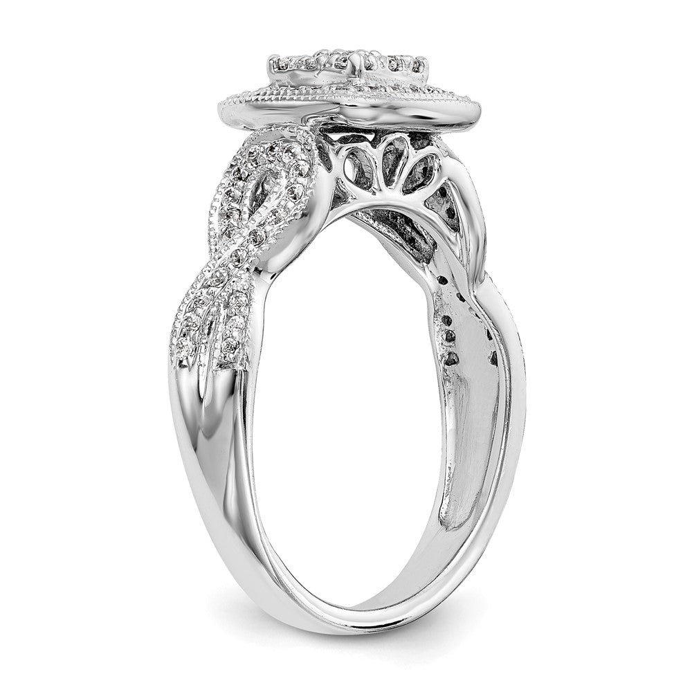 Verlobungsring aus 14K Weißgold mit Diamant-Cluster, komplett besetzt, echte Diamanten