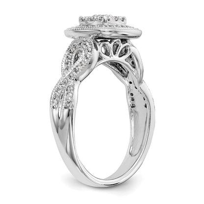 Verlobungsring aus 14K Weißgold mit Diamant-Cluster, komplett besetzt, echte Diamanten