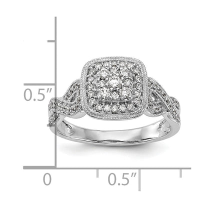 14K Weißgold Komplett Diamant Cluster Verlobungsring