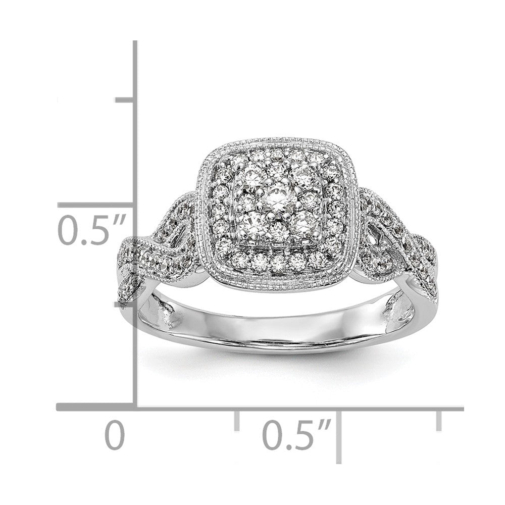 Verlobungsring aus 14K Weißgold mit Diamant-Cluster, komplett besetzt, echte Diamanten