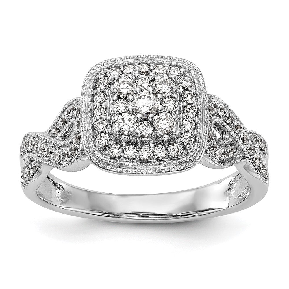 14K Weißgold Komplett Diamant Cluster Verlobungsring