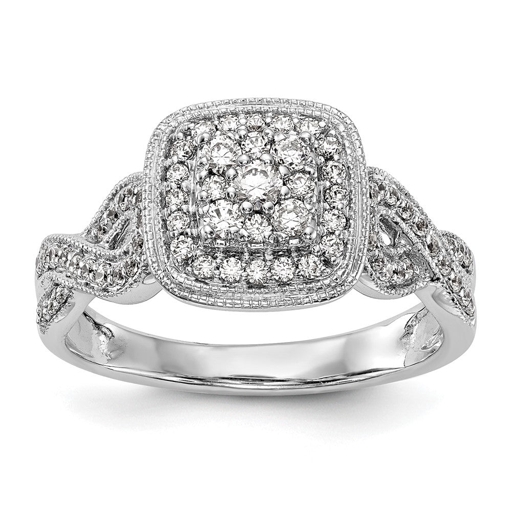 Verlobungsring aus 14K Weißgold mit Diamant-Cluster, komplett besetzt, echte Diamanten