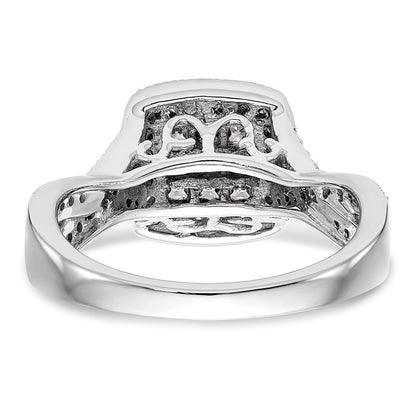 14K Weißgold Diamant-Cluster-Verlobungsring, echte Diamanten