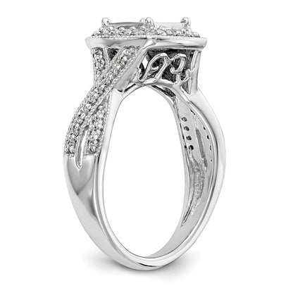 14K Weißgold Diamant-Cluster-Verlobungsring, echte Diamanten