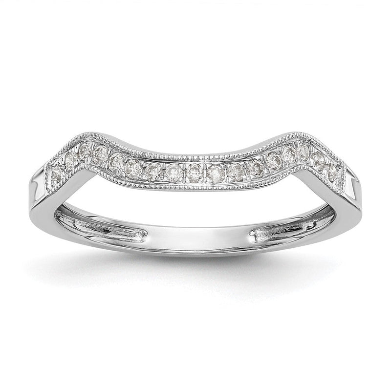 14K Weißgold Ehering mit 0,10 ct. Labor-gezüchteten Diamanten VS/SI+ G+ Komplett