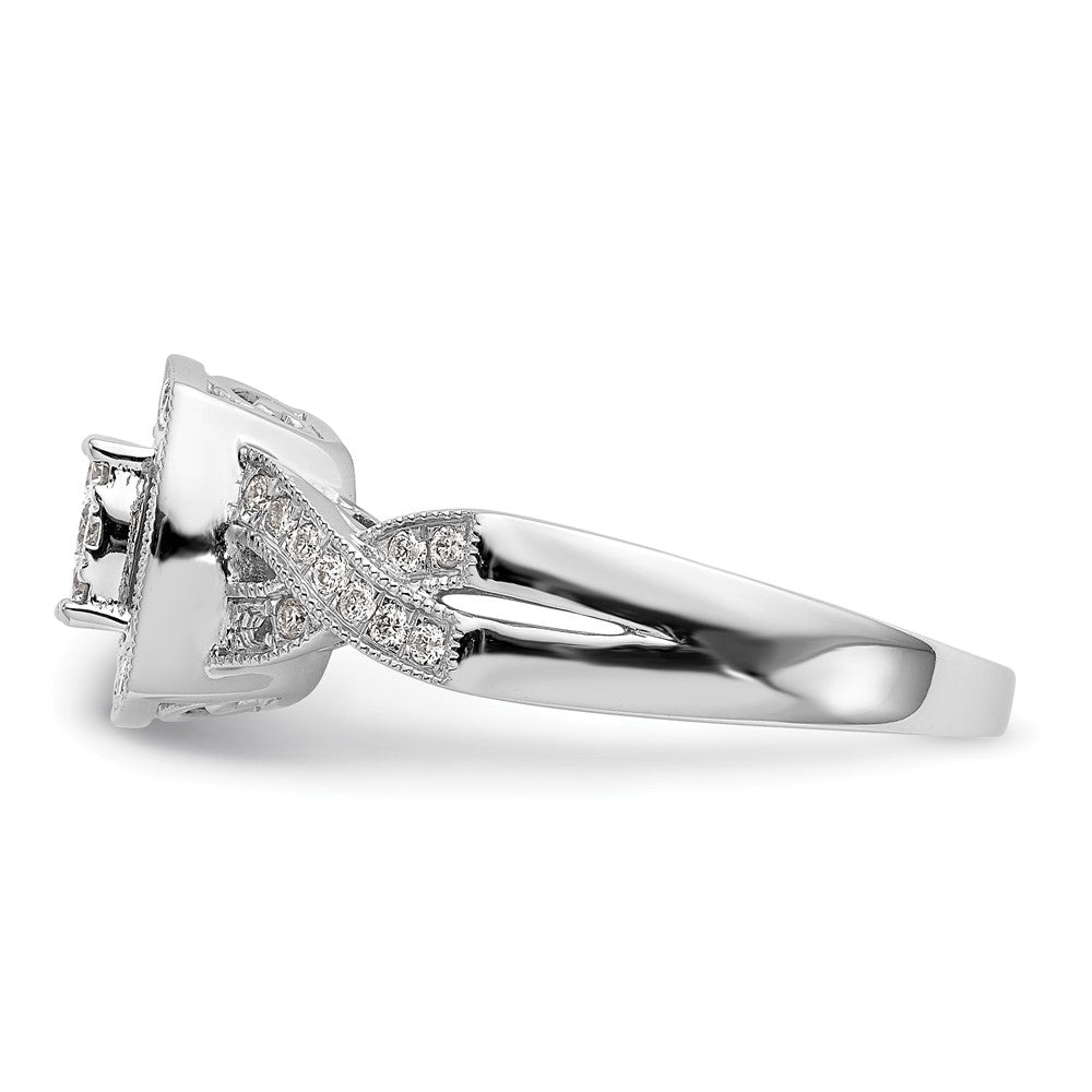 14K Weißgold Quadratisch Heiligenschein Cluster 3/8 Karat Diamant Komplett Verlobungsring