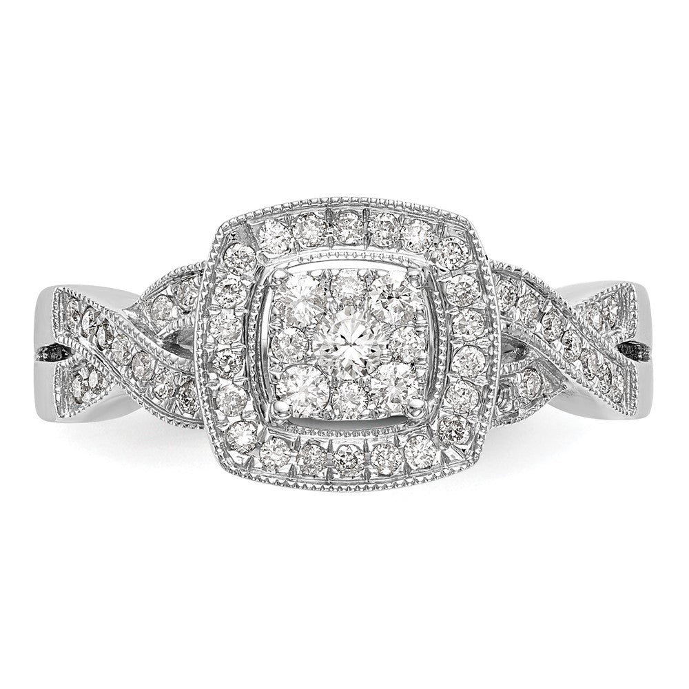 14K Weißgold Quadratisch Heiligenschein Cluster 3/8 Karat Diamant Komplett Verlobungsring