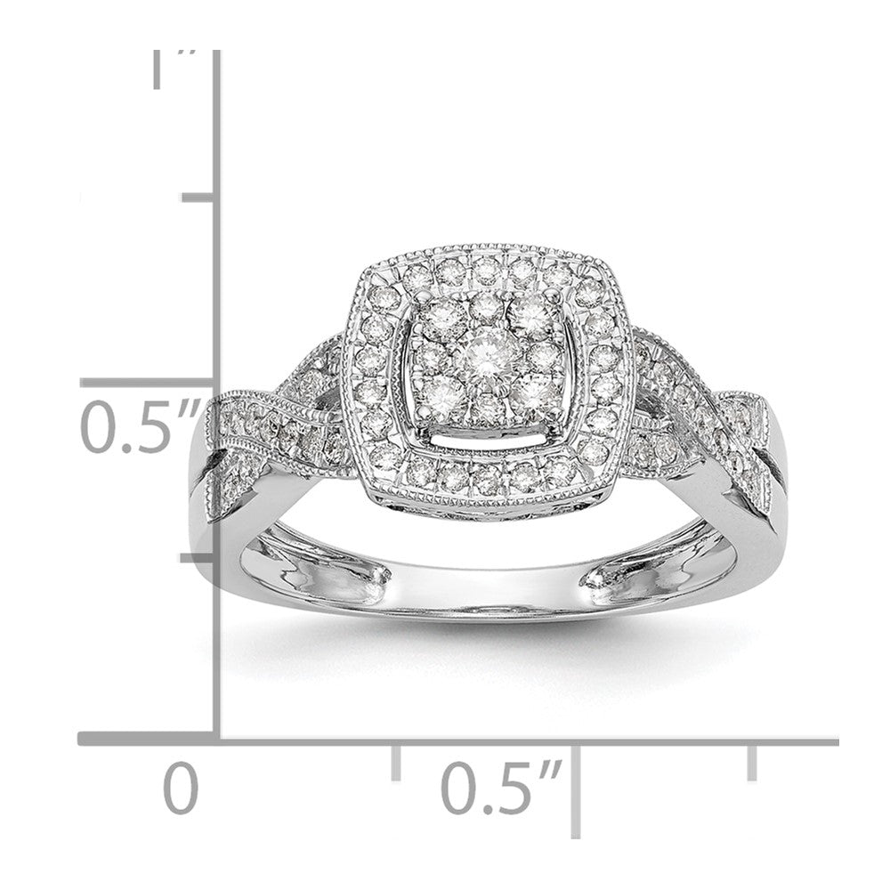 14K Weißgold Quadratisch Heiligenschein Cluster 3/8 Karat Diamant Komplett Verlobungsring
