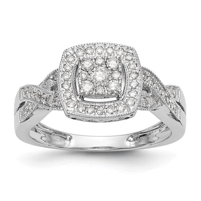 14K Weißgold Quadratisch Heiligenschein Cluster 3/8 Karat Diamant Komplett Verlobungsring