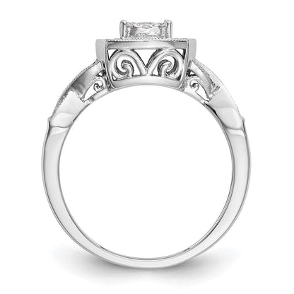 14K Weißgold Verlobungsring mit 0,375 ct. Laborgezüchteten Diamanten im Cluster-Design, VS/SI+ G+