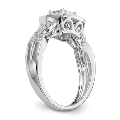 14K Weißgold Verlobungsring mit 0,375 ct. Laborgezüchteten Diamanten im Cluster-Design, VS/SI+ G+