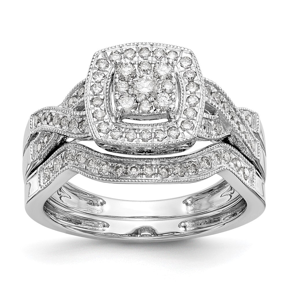 14K Weißgold Verlobungsring mit 0,375 ct. Laborgezüchteten Diamanten im Cluster-Design, VS/SI+ G+