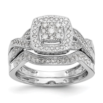 14K Weißgold Verlobungsring mit 0,375 ct. Laborgezüchteten Diamanten im Cluster-Design, VS/SI+ G+