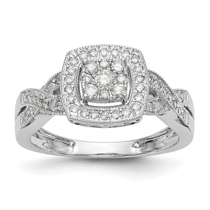 14K Weißgold Verlobungsring mit 0,375 ct. Laborgezüchteten Diamanten im Cluster-Design, VS/SI+ G+