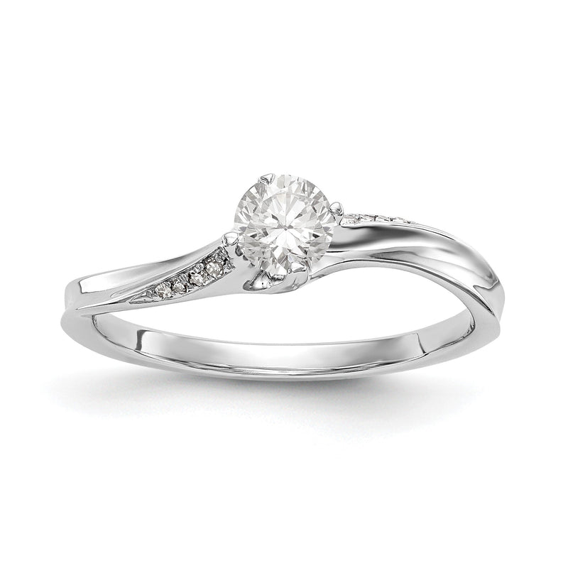0,3 ct. Verlobungsring mit natürlichem Diamant im Rundschliff, Bypass, 14K Weißgold