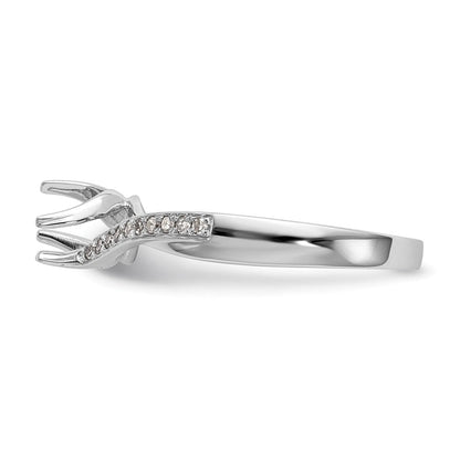 14K Weißgold By Pass (holds 1/2 Karat (5.00mm) Rund Mittig) 1/10 Diamant Halbfassung Verlobungsring