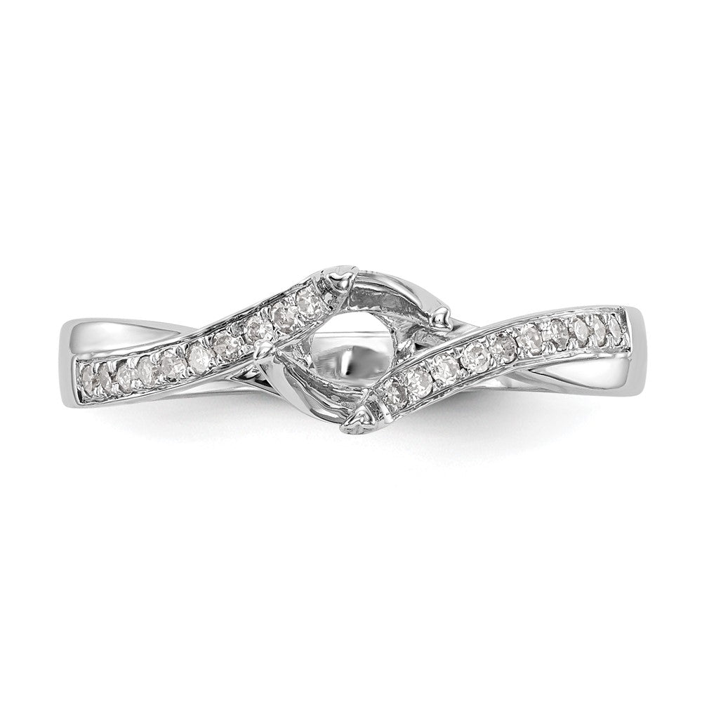 14K Weißgold By Pass (holds 1/2 Karat (5.00mm) Rund Mittig) 1/10 Diamant Halbfassung Verlobungsring