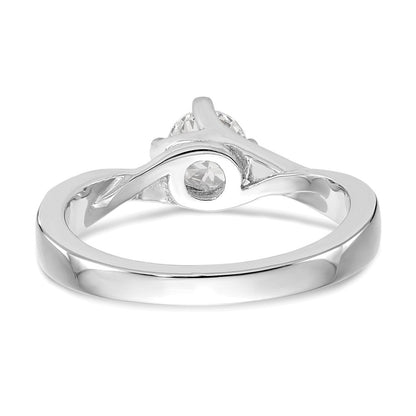 14K Weißgold By Pass (holds 1/2 Karat (5.00mm) Rund Mittig) 1/10 Diamant Halbfassung Verlobungsring