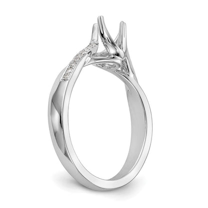 14K Weißgold By Pass (holds 1/2 Karat (5.00mm) Rund Mittig) 1/10 Diamant Halbfassung Verlobungsring