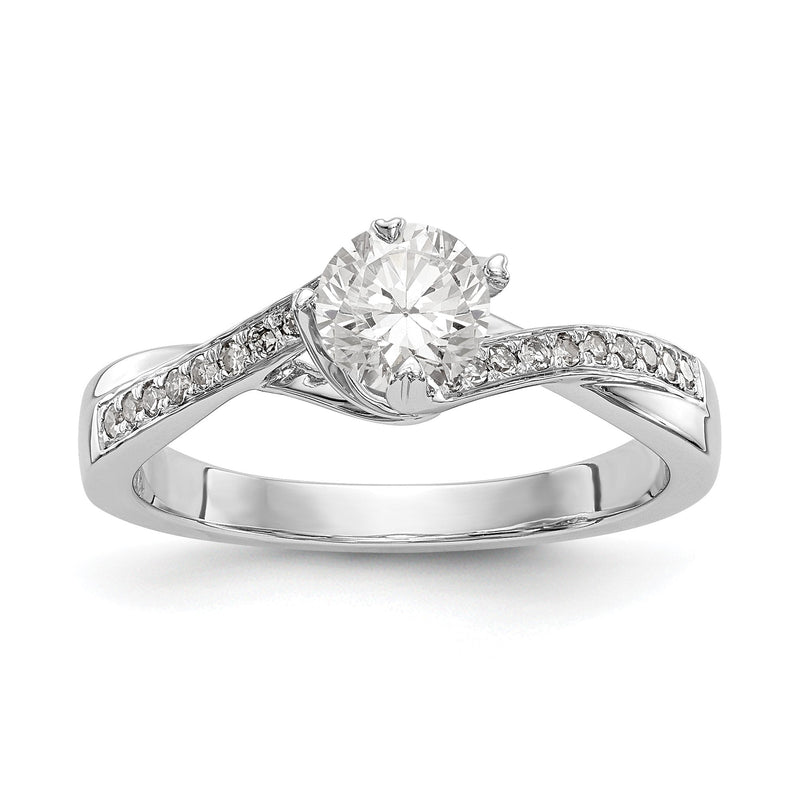 0,60 ct. Verlobungsring mit natürlichem Diamant im Rundschliff, Bypass, 14K Weißgold